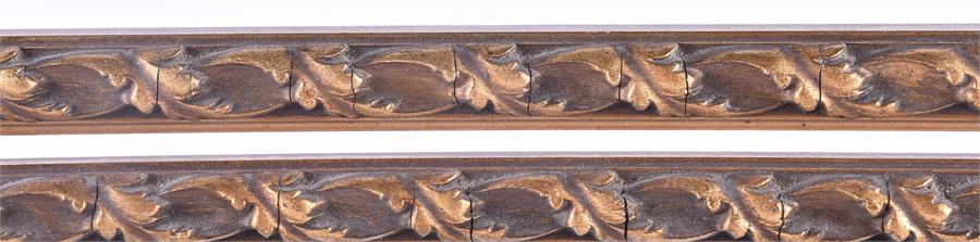 A gilt three-fold dressing table mirror with moulded leaf decoration. - Image 2 of 3