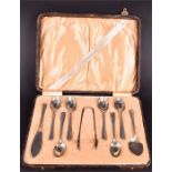 A cased set of silver cutlery Birmingham 1927, by Henry Perkins & Sons, comprising: six coffee