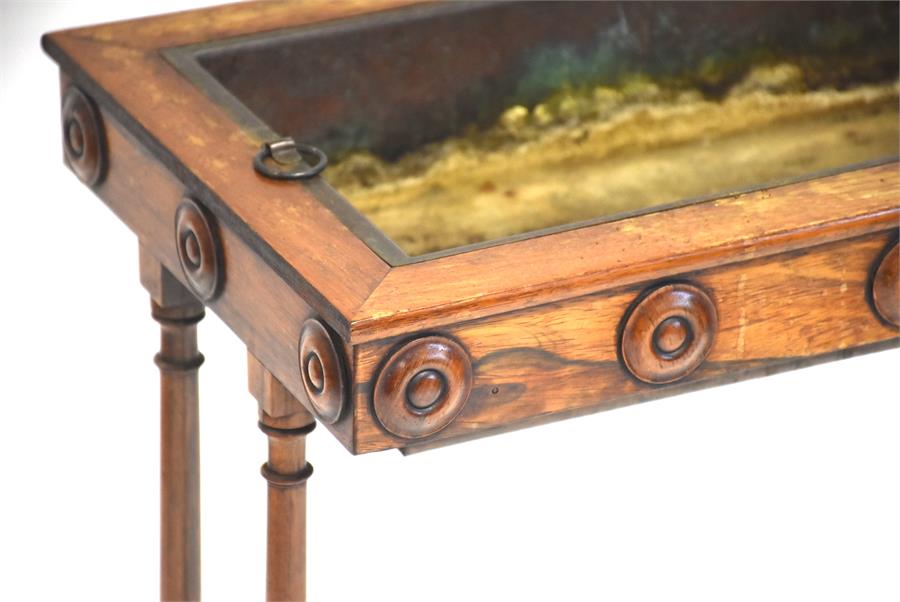 A Regency rosewood rectangular planter with removable tray, supported on turned column with - Image 2 of 3