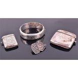 An Edwardian silver vesta case Birmingham 1904, by JH Hillcox, of rounded rectangular form, flat-