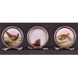 A set of three Edwardian silver 'Game Bird' menu holders Chester 1911 - 1912, by Grey & Co., each of