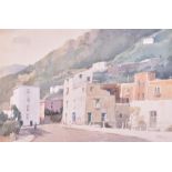 Frank Sherwin (1886-1986) British view of a sun-hazed Italian mountain town, watercolour, signed