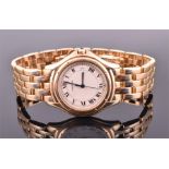 A Cartier Panthere Vendome 18ct gold wristwatch the silvered dial with black Roman numerals and date