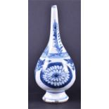 A 19th century Chinese porcelain blue and white footed bottle vase  decorated with stylised floral