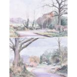 D. Robinson (contemporary) British a pair of views of the Berkshire hamlet 'Crazies Hill',