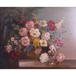 E. Vanderman (20th century) Dutch Mixed Summer Flowers, oil on board, signed to lower right, in a