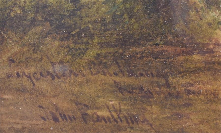 John Faulkner RHA (1835-1894) Irish a river runs calmly past a ruined abbey, cows graze in a field - Image 7 of 8