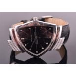 A Hamilton Ventura stainless steel wristwatch the signed black triangular shaped dial with sputnik