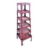 A graduating tower of six late 19th/early 20th century Chinese cinnabar lacquered tables of