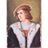 In the manner of Hans Baldung (1480-1545) German a portrait miniature of a man in hat and ermine