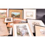 A collection of nine assorted prints and watercolours together with a folio Gallery of Modern