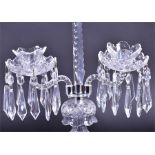 A pair of Waterford Crystal clear glass lustres with prism drops, 50 cm high.   CONDITION REPORT