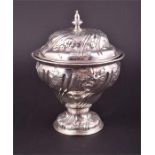 A George III silver covered sugar bowl London 1774, maker's mark ID, the baluster fluting body