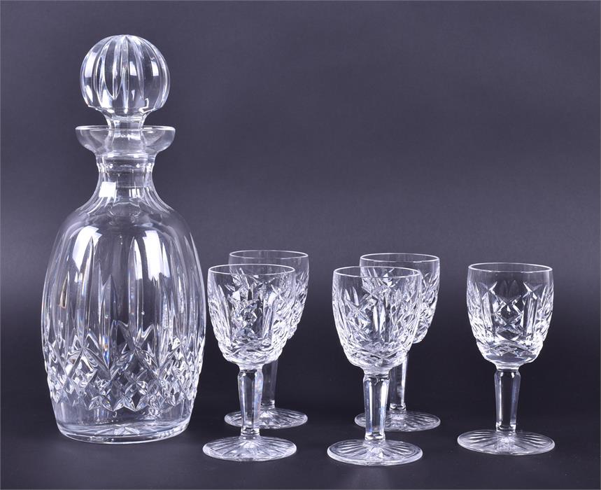 A Waterford Crystal glass decanter  together with five sherry glasses, decanter 27 cm (including