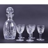 A Waterford Crystal glass decanter  together with five sherry glasses, decanter 27 cm (including
