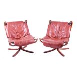 Sigurd Russel for Vante Møbler, a pair of 20th century 'Falcon' chairs on mid brown bentwood