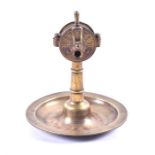 An early 20th century novelty brass desktop cigar cutter in the form of a ship's engine order