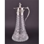 A silver-mounted cut-glass claret jug Sheffield 1977, by Roberts & Belk Ltd, the tapering glass body