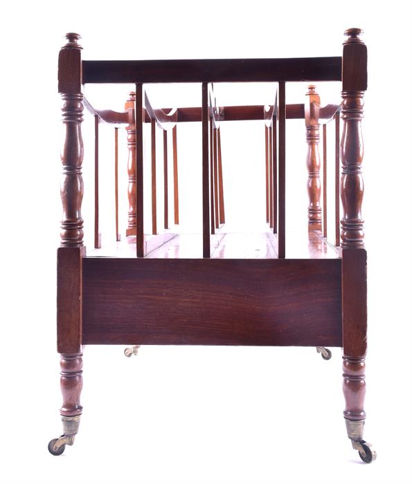 A late 20th century mahogany four-division Canterbury with turned columns to corners, straight - Image 4 of 5