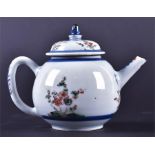 A 19th century Chinese export porcelain teapot of typical lidded globular form, the white ground