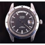 A Rolex Tudor Oyster Prince Day Date automatic wristwatch the black dial with baton hour markers,