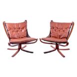 Sigurd Russel for Vante Møbler, a pair of 20th century 'Falcon' chairs on mid brown bentwood