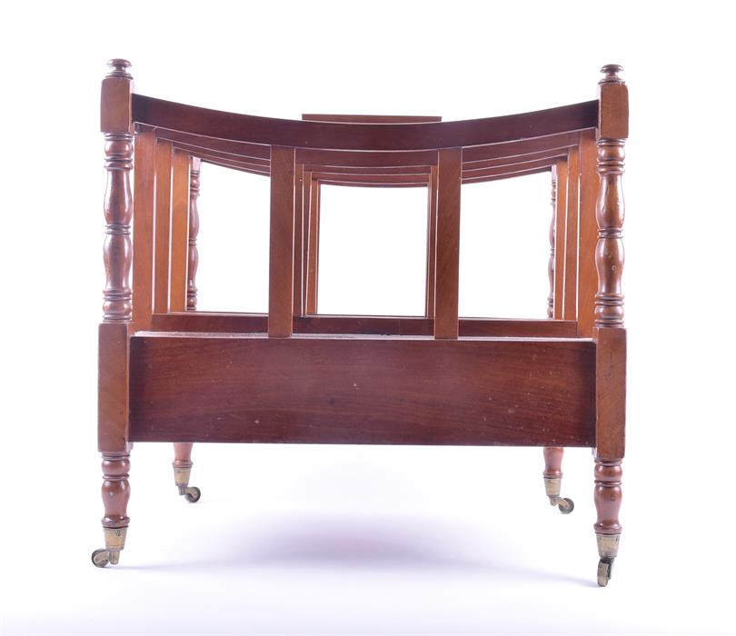 A late 20th century mahogany four-division Canterbury with turned columns to corners, straight - Image 5 of 5