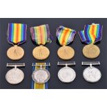 Four WW1 medal pairs to: 1779 Private A Stubley, Leicester Regiment; M2-201968 Private A.J. King,