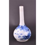 A delicate 19th century Japanese bottleneck vase with blue and white decoration of trailing and