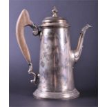 A George V silver chocolate pot Sheffield 1924, by Martin Hall & Co Ltd, the cylindrical can with