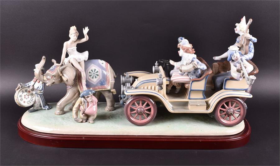 A large limited edition Lladro figure group entitled 'Circus Parade' figures include a chimpanzee