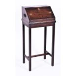 An 18th century oak church wardens or rent collectors desk / bureau on stand the folding panel front