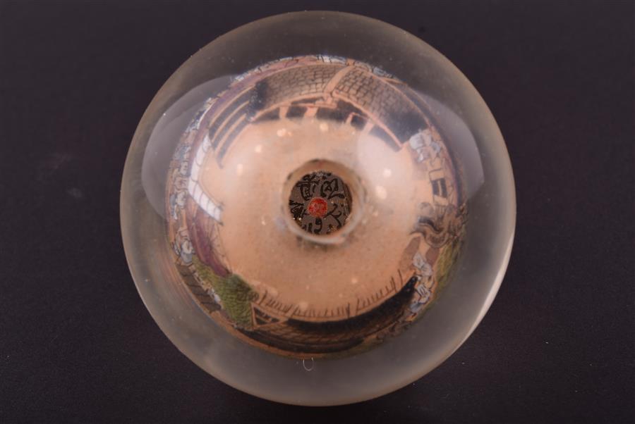 A Chinese reverse painted glass paperweight of rounded form, decorated from the inside with delicate - Image 3 of 10