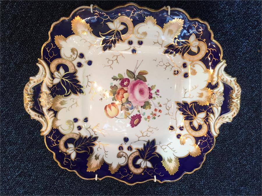 A 19th century hand painted ceramic part dinner service consisting of two pedestal bowls, two dinner - Image 21 of 26