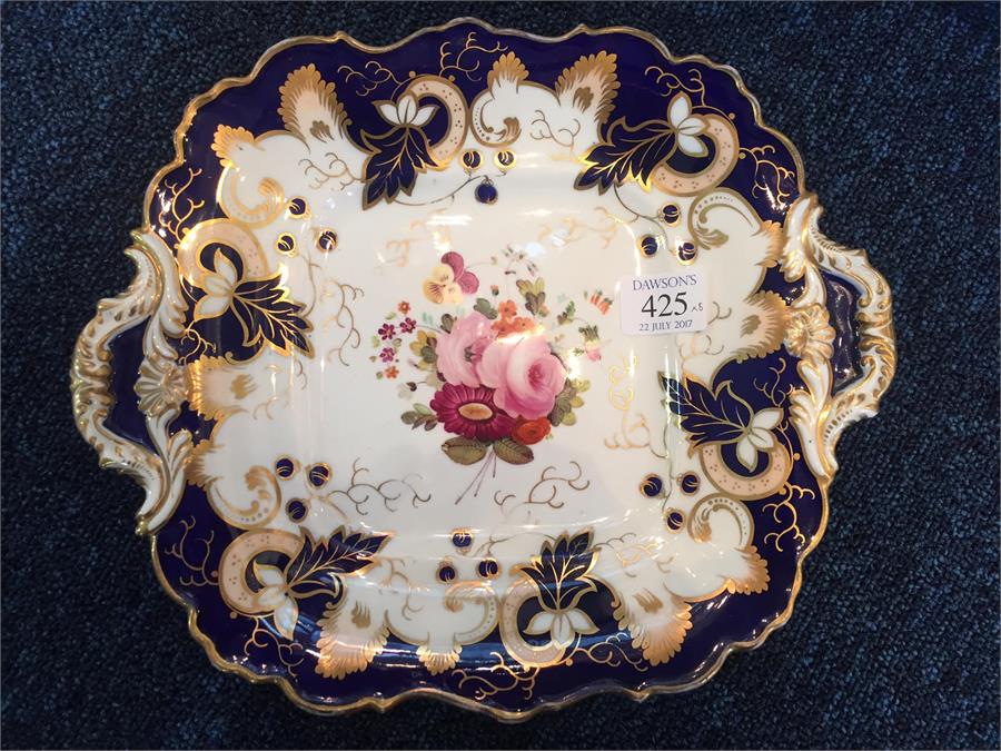 A 19th century hand painted ceramic part dinner service consisting of two pedestal bowls, two dinner - Image 4 of 26