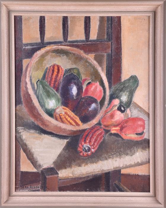 Vera Alabaster (1889-1964) Scottish still life with gourds, oil on board, signed to lower left, - Image 2 of 4