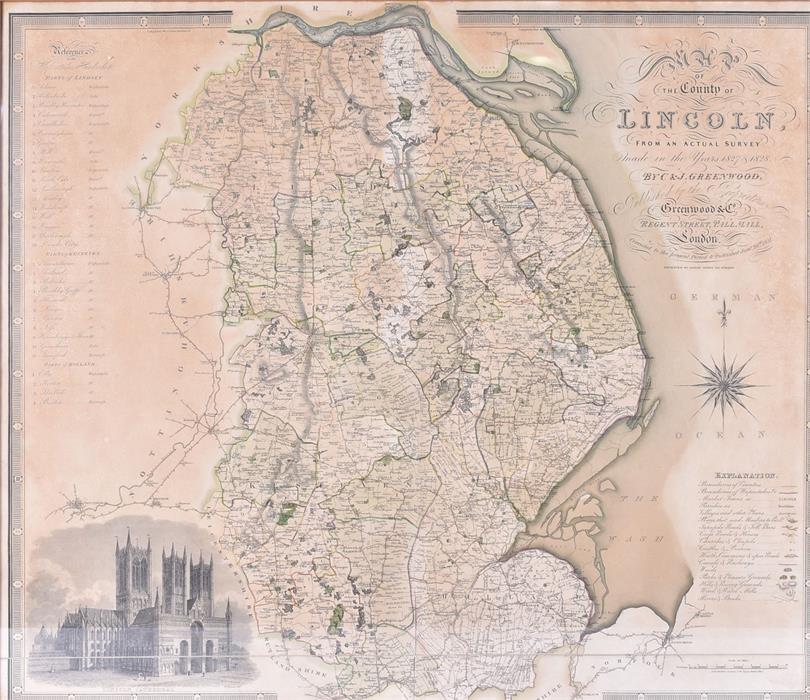 Josiah Neele (1791-1868) British Map of the County of Lincoln, 1831, with key and inset vignette - Image 2 of 8