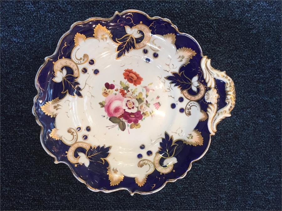 A 19th century hand painted ceramic part dinner service consisting of two pedestal bowls, two dinner - Image 6 of 26
