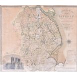 Josiah Neele (1791-1868) British Map of the County of Lincoln, 1831, with key and inset vignette