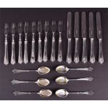 An incomplete set of silver hors d'oeuvres cutlery Sheffield 1909 and 1922, by Harrison Brothers &