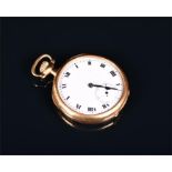 An 18ct yellow gold gents pocket watch the white enamel Roman numeral with subsidiary second dial.