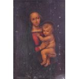 A 19th century Virgin and Child in a gilt gesso frame, 53 X 37.5 cm.  CONDITION REPORT There is a