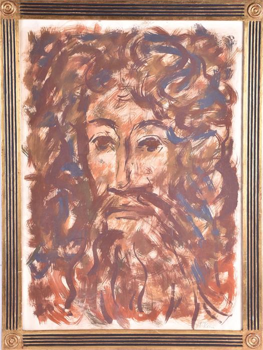 Theodore Kern (1900-1969) Austrian portrait of a red headed bearded man, gouache, glazed and in a - Image 2 of 6