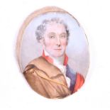 A 19th century portrait miniature on Ivory depicting the Duke of Wellington set within a glazed