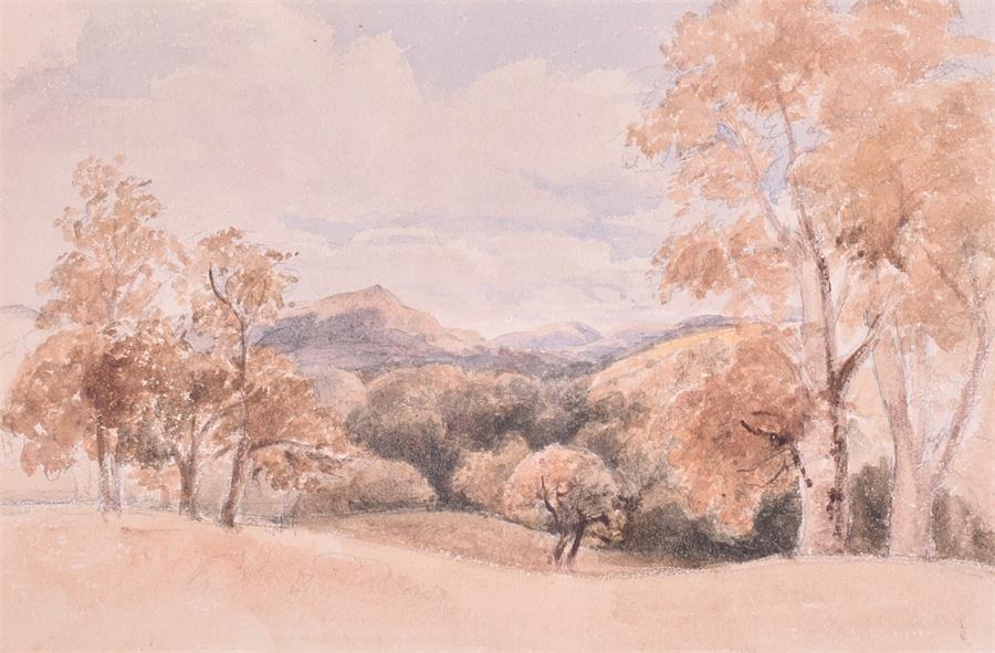 Peter de Wint (1784-1849) British View of a Valley Between the Trees, watercolour, glazed in a - Image 4 of 6