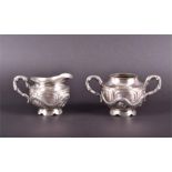 A Chinese silver twin-handled sugar bowl and milk jug makers mark for Tek Chang, the sugar bowl