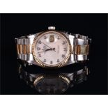 A Rolex Oyster Perpetual Datejust two tone automatic wristwatch the mother-of-pearl dial with