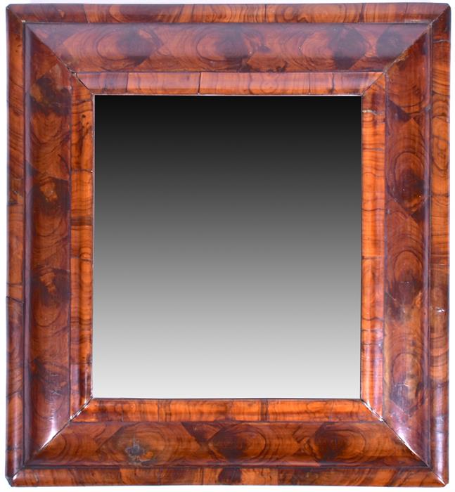 An 18th century oyster wood wall mirror the cushion shaped frame with moulded edges, and fitted with - Image 3 of 4