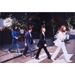 Three Beatles outtake photographs from their Abbey Road LP cover photo session detailing the early