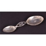 An American silver doctor's spoon stamped 'Gorham', with larger and smaller bowl, and central handle